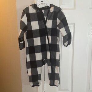 Wonder Nation Black and White Plaid Kids One Piece